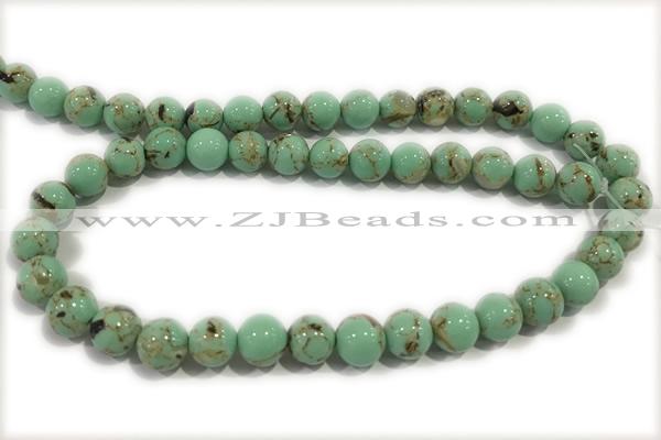TURQ26 15 inches 4mm round synthetic turquoise with shelled beads