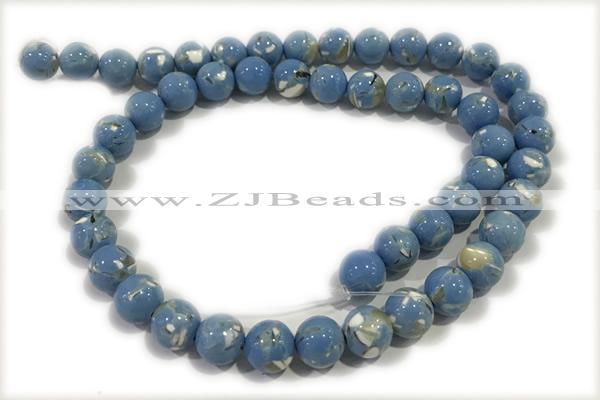 TURQ89 15 inches 10mm round synthetic turquoise with shelled beads